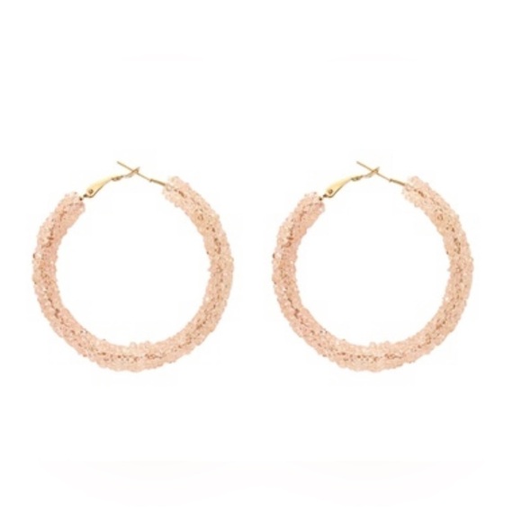 Earrings Hoops Synthetic Beading. Gold Plated. - Picture 1 of 4
